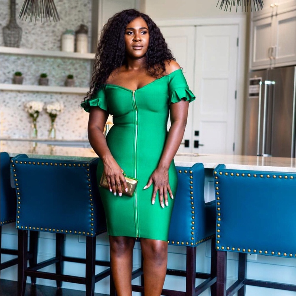 Simply elegant ruffle bandage dress